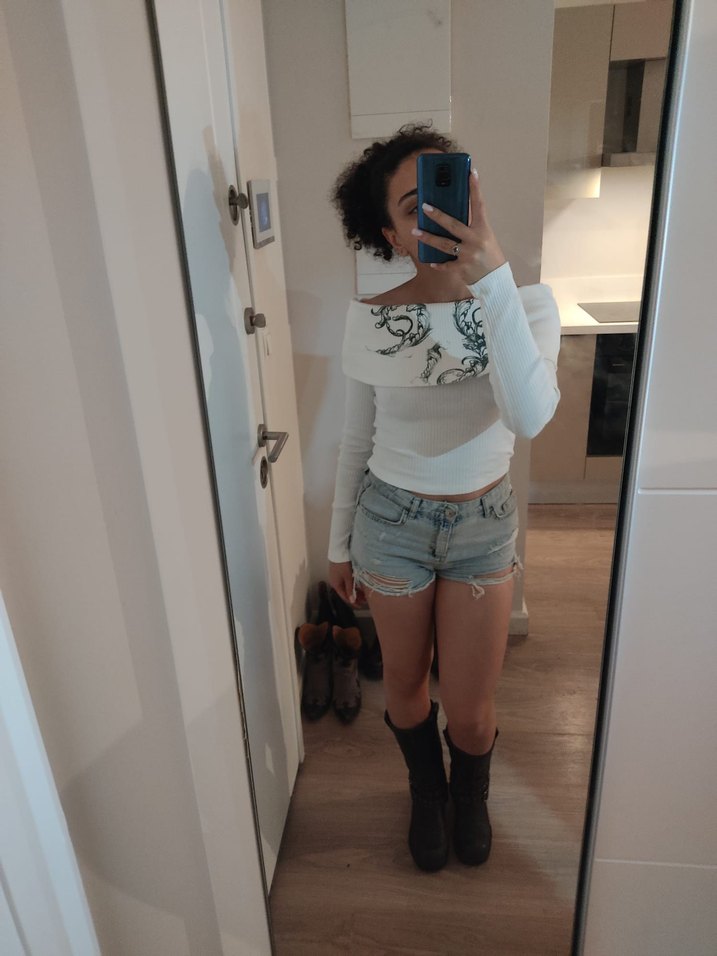 Beyaz  Uzun Kollu Triko Bluz - Görsel 2