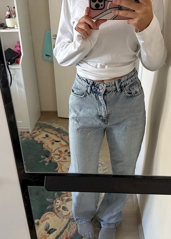 Trendyol & Milla Gri Midi Boy Bol Kesim Kadın Kot Pantolon