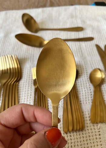 Beden altın Renk Mat Gold Çatal Kaşık Bıçak Seti