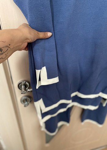 Uzun Kollu Mavi Örme Kadın triko takım - Görsel 2