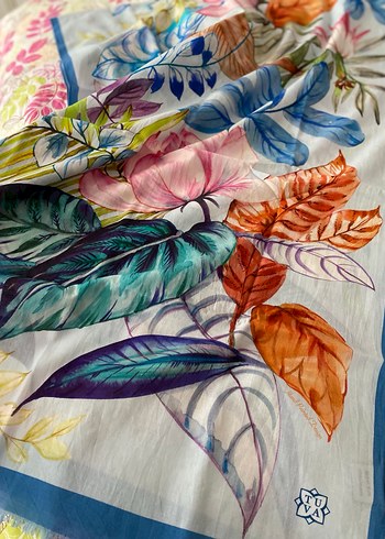 Çiçek Desenli Çok Renkli Bohem Kadın Şal - Görsel 10