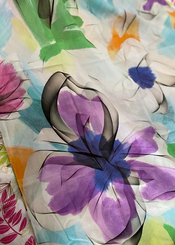 Çiçek Desenli Çok Renkli Bohem Kadın Şal - Görsel 4