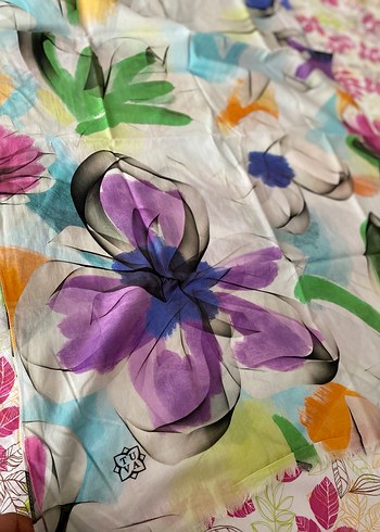 Çiçek Desenli Çok Renkli Bohem Kadın Şal - Görsel 3