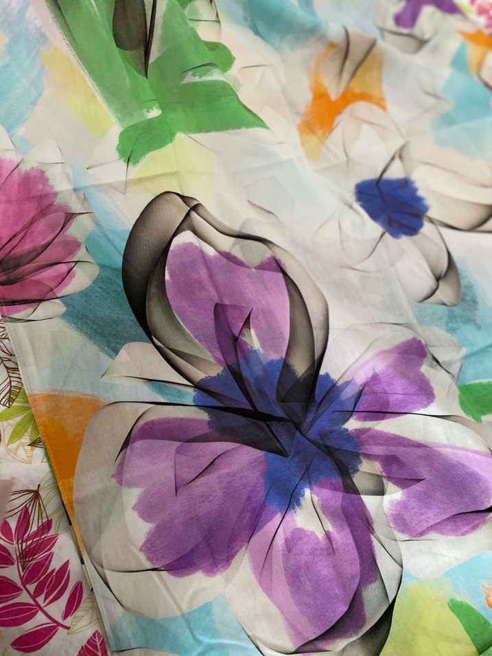 Çiçek Desenli Çok Renkli Bohem Kadın Şal - Görsel 4