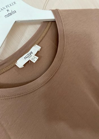 Bej Uzun Kollu Keten Elbise - Görsel 3