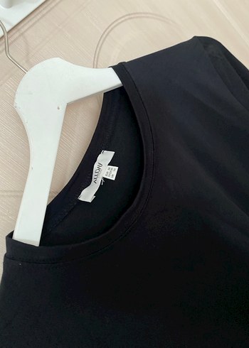 Siyah Uzun Kollu Salaş Uzun Elbise - Görsel 3