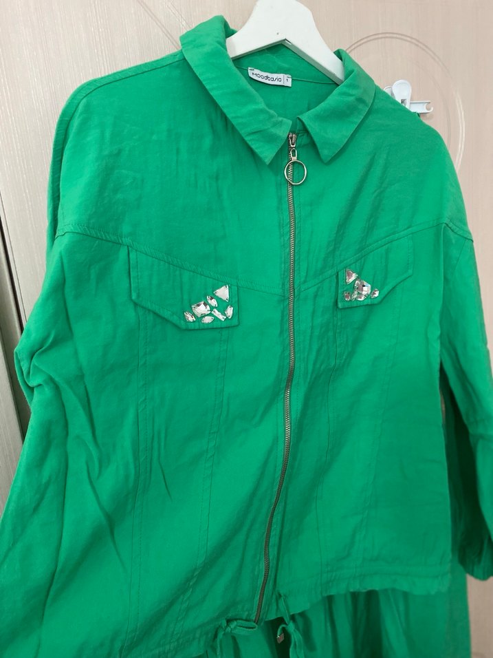 Nakışlı Yeşil Kadın Uzun Takım - Görsel 2