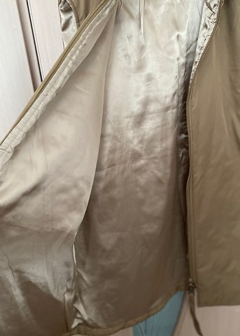 Bej Kapüşonlu Fermuarlı Kadın Yelek - Görsel 3