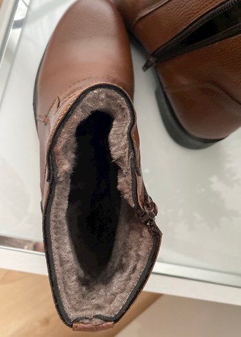 Kahverengi Deri Erkek Bot Kürklü - Görsel 3