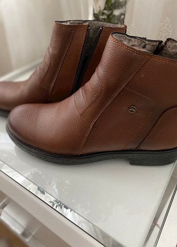 Kahverengi Deri Erkek Bot Kürklü - Görsel 2