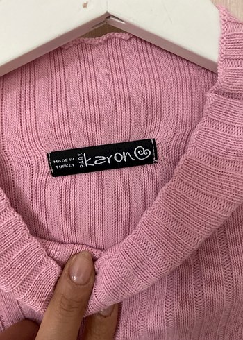 Pembe Uzun Kollu Boğazlı Kadın Triko takım - Görsel 3