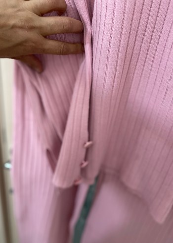 Pembe Uzun Kollu Boğazlı Kadın Triko takım - Görsel 2