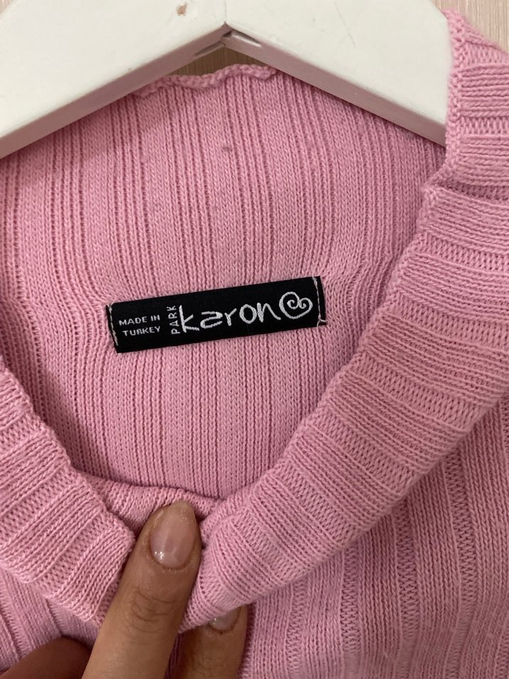 Pembe Uzun Kollu Boğazlı Kadın Triko takım - Görsel 3