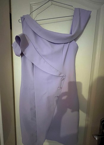 Lila Drapeli Midi Elbise