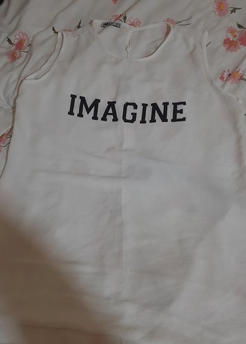 Beyaz Baskılı Hamile Tişörtü - Görsel 2