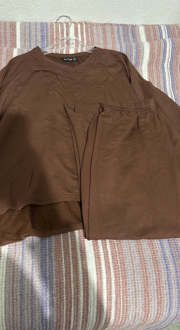 Kadın Kahverengi Uzun Kollu Salaş etek ve swetshirt takım - Görsel 2
