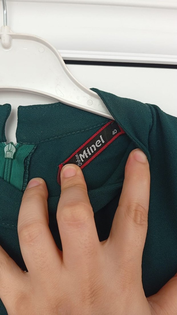 Drapeli Uzun Yeşil Kadın Elbise - Görsel 5