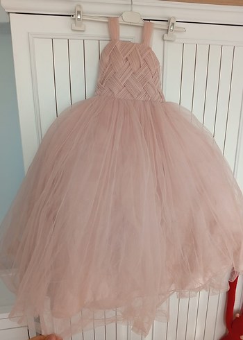 Klasik Pileli Pembe Kız Elbisesi - Görsel 3