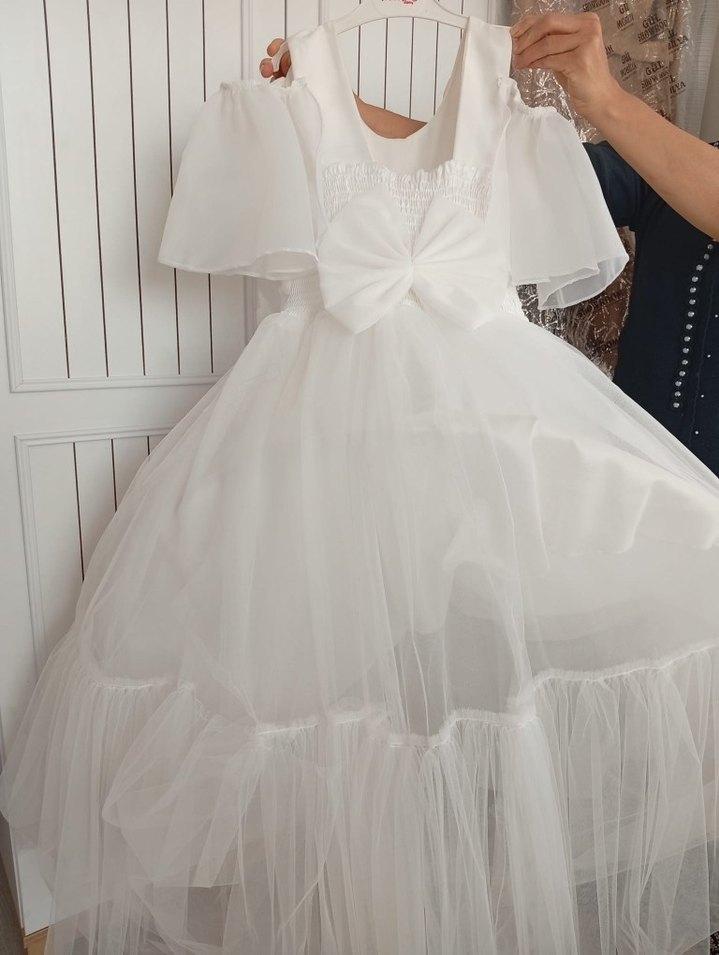 Beyaz Vintage Prenses Gelinlik - Görsel 5