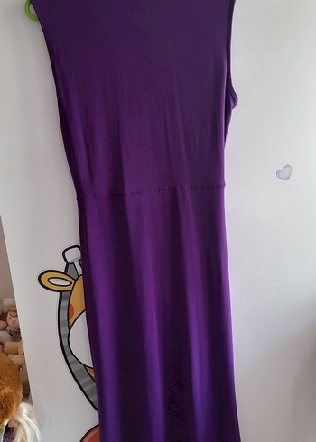 Uzun Mor Drapeli Kadın Elbise - Görsel 6