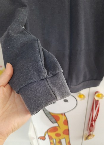 Erkek Çocuk Gri Fermuarlı Sweatshirt - Görsel 3