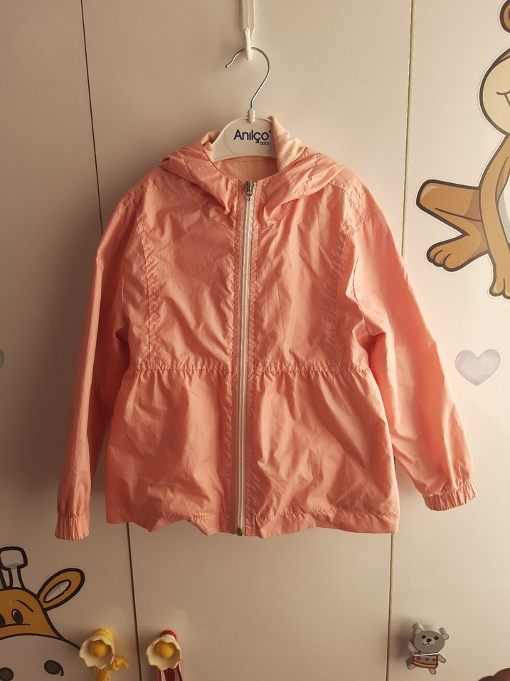 Kız Çocuk Pembe Fermuarlı Yağmurluk - Görsel 2