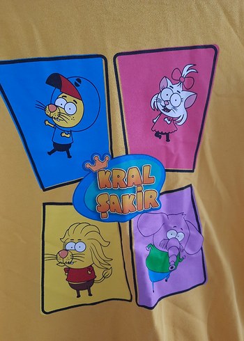 Sarı Uzun Kollu Kral Şakir Baskılı Sweatshirt - Görsel 2