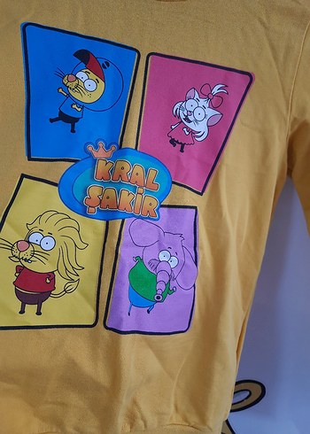 Sarı Uzun Kollu Kral Şakir Baskılı Sweatshirt - Görsel 4