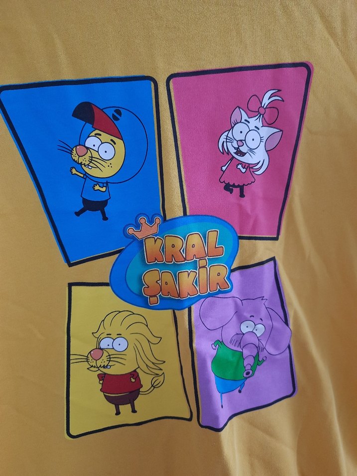 Sarı Uzun Kollu Kral Şakir Baskılı Sweatshirt - Görsel 2