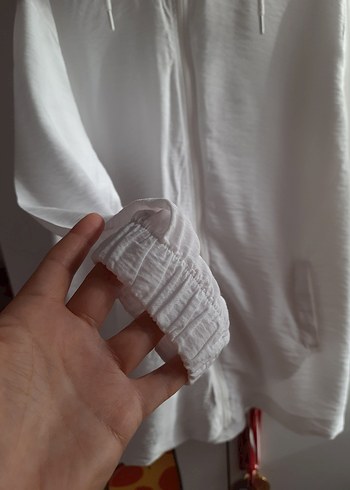 Kadın Beyaz Uzun Kollu Keten Ceket - Görsel 4