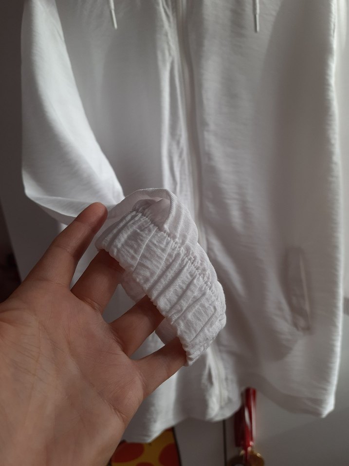 Kadın Beyaz Uzun Kollu Keten Ceket - Görsel 4