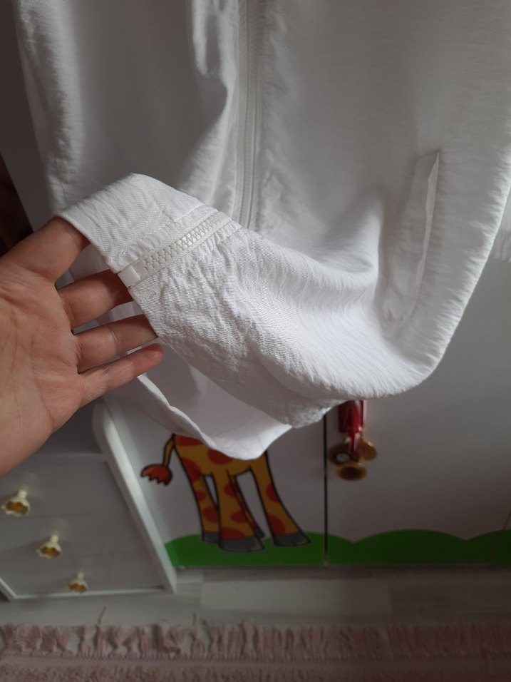 Kadın Beyaz Uzun Kollu Keten Ceket - Görsel 5