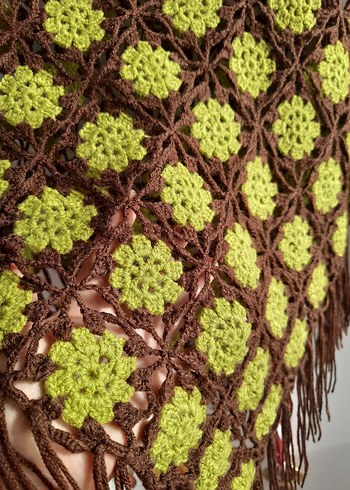 Kız Çocuk Örgü Bohem Püsküllü Panço - Görsel 2