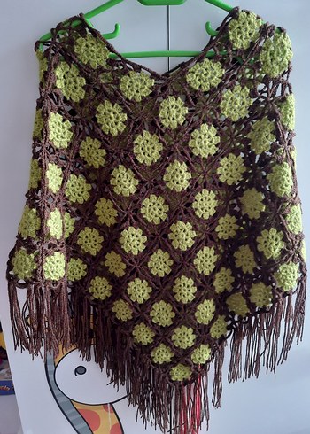 Kız Çocuk Örgü Bohem Püsküllü Panço - Görsel 5