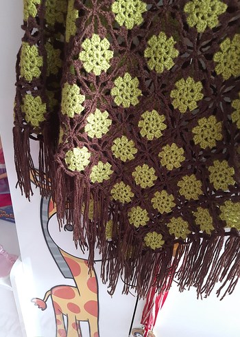 Kız Çocuk Örgü Bohem Püsküllü Panço - Görsel 3