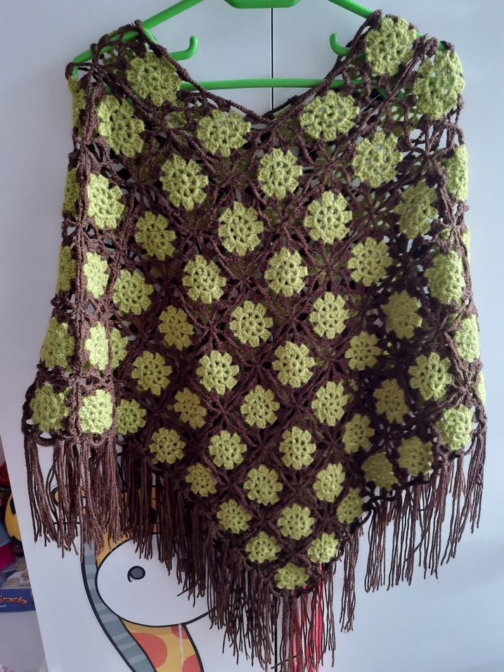 Kız Çocuk Örgü Bohem Püsküllü Panço - Görsel 5