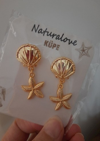 Deniz Yıldızı ve Kabuk Figürlü Altın Rengi Küpe - Görsel 3