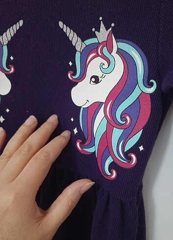 Unicorn baskılı elbise 