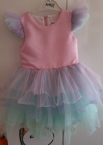 Pembe Fırfırlı Kız Çocuk Elbisesi
