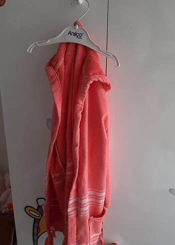 Kapüşonlu Pembe Kız Çocuk Bornozu 3 yaş - Görsel 7