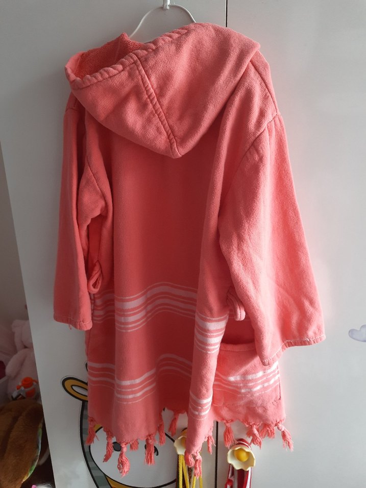 Kapüşonlu Pembe Kız Çocuk Bornozu 3 yaş - Görsel 3