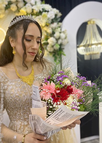 universal Beden Uzun Bej İşlemeli özel dikim Abiye Elbise nişanlık