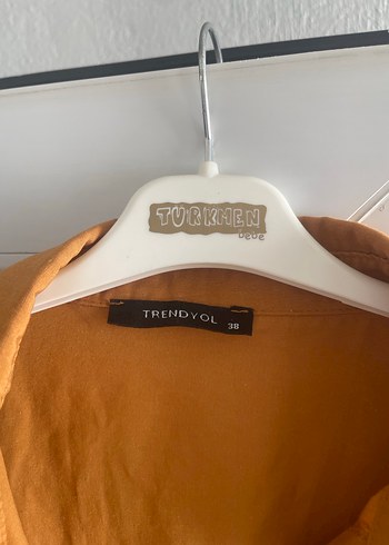 Düğmeli Bej Keten Kadın Gömlek - Görsel 3