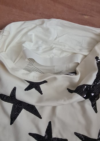 Beyaz Straplez Payetli Midi Elbise - Görsel 4