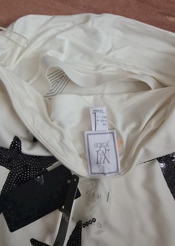 Beyaz Straplez Payetli Midi Elbise - Görsel 6