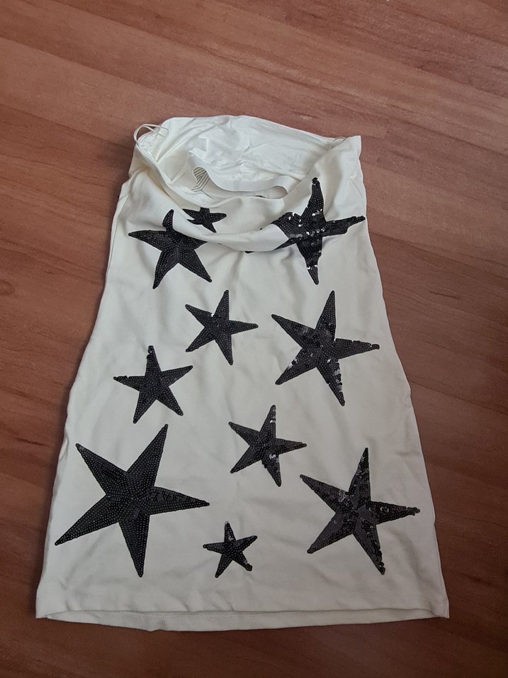 Beyaz Straplez Payetli Midi Elbise - Görsel 3