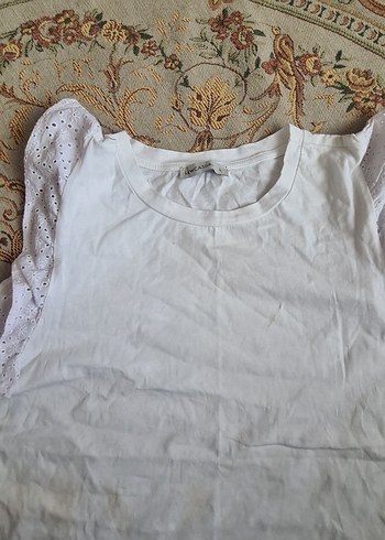 Kısa Kollu Beyaz Kadın tşhirt - Görsel 4