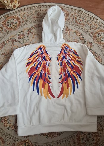 Kapüşonlu Beyaz Kadın Sweatshirt - Görsel 8