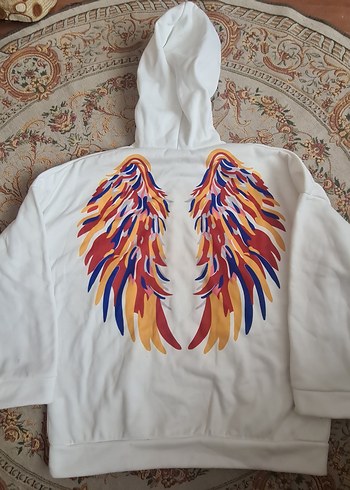 Kapüşonlu Beyaz Kadın Sweatshirt - Görsel 6