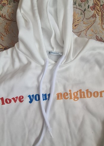 Kapüşonlu Beyaz Kadın Sweatshirt - Görsel 3